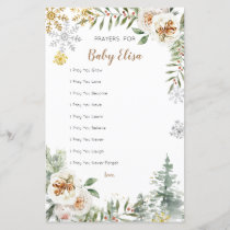 Winter Pine Trees White Floral Prayers for Baby