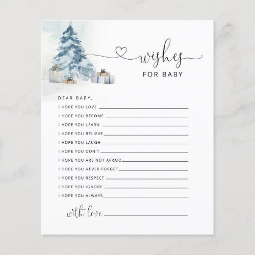 Winter pine trees Wishes for baby card