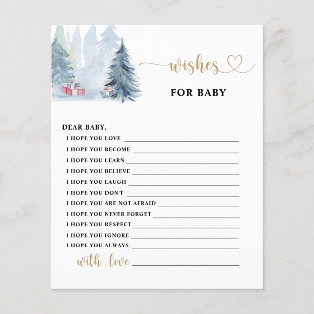 Winter pine trees Wishes for baby card (Front)