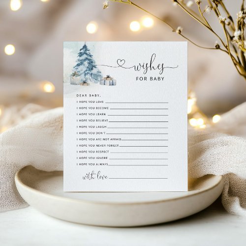 Winter pine trees Wishes for baby card