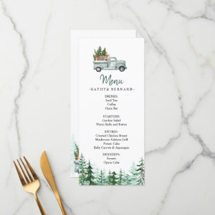 Winter Pine Trees Woodland Animals Menu