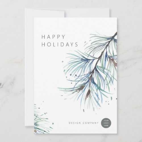 Winter Pine Watercolor Business Holiday Cards