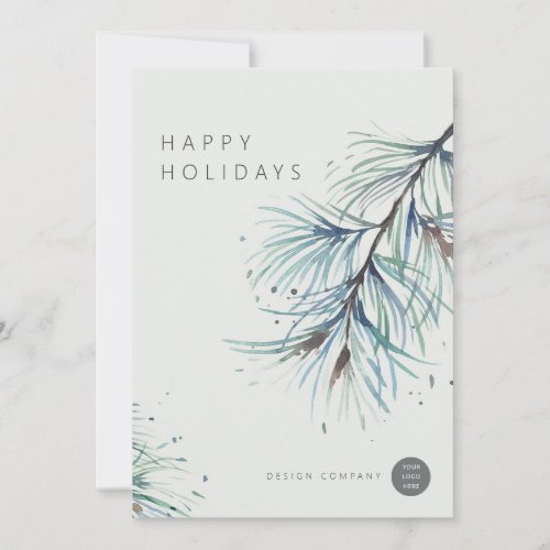 Winter Pine Watercolor Business Holiday Cards