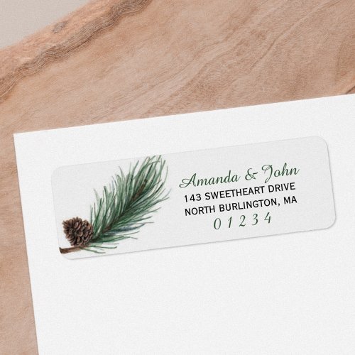 Winter Pine Watercolor  Return Label