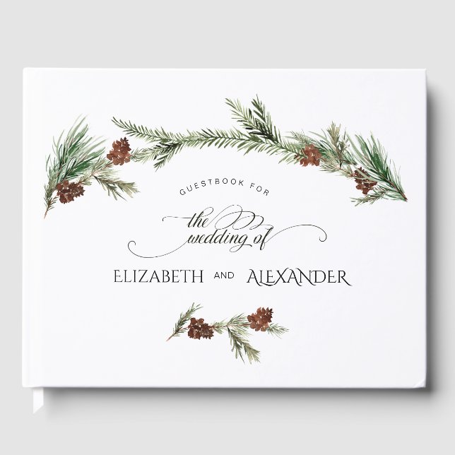 Winter Pine Wedding Guestbook (Front)
