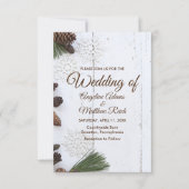 Winter Pinecone and Snowflakes Wedding Card (Front)