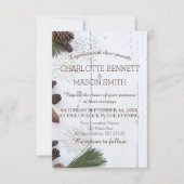 Winter Pinecone and Snowflakes Wedding Card (Front)