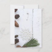 Winter Pinecone and Snowflakes Wedding Card (Back)