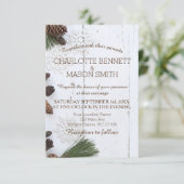 Winter Pinecone and Snowflakes Wedding Card (Standing Front)
