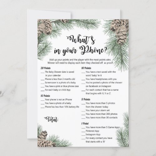 Winter Pinecone Baby Shower Sign Size 5x7 Invitation