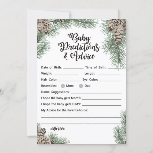 Winter Pinecone Baby Shower Sign Size 5x7 Invitation