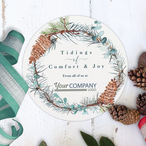 Winter Pinecone Eucalyptus Company Logo Christmas Invitation