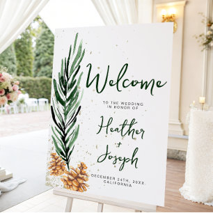 Winter Pinecone & Gold Christmas Festive Wedding Foam Board