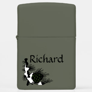 Winter Pinecone Outdoors Vibe Add Name Gift Zippo Lighter