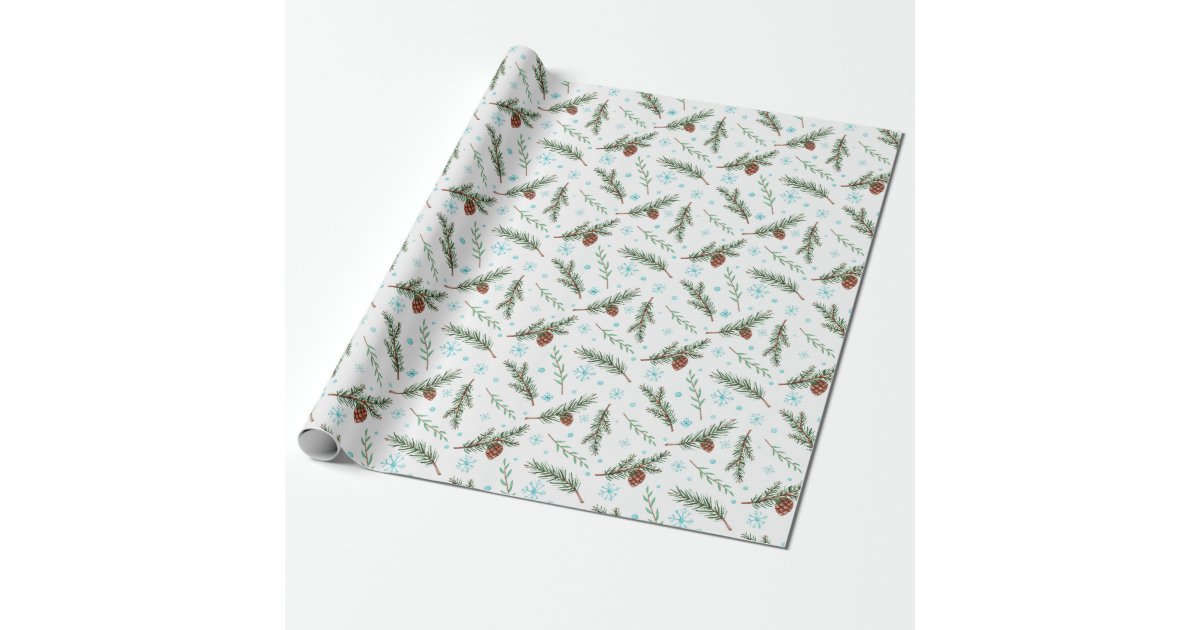 Pinecones and Winter Greeneries Patterned Tissue Paper