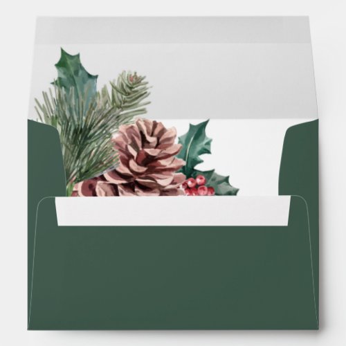 Winter Pinecones and Holly Envelope