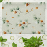 Winter Pinecones and Snowy Branches Kitchen Towel