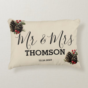 Winter Pinecones & Berries Family Throw Pillow