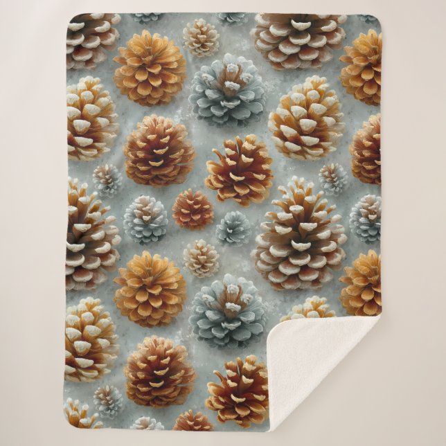 Winter Pinecones Harmony Sherpa Blanket (Front)