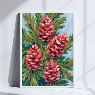 Winter Pinecones   Nature Watercolor Painting Poster