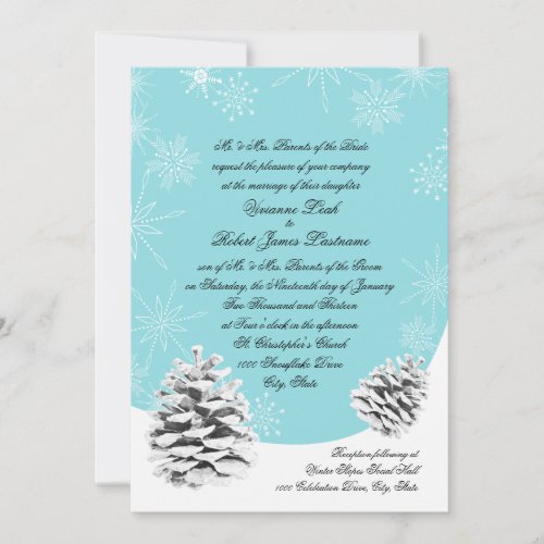 Winter Pinecones Wedding Custom Announcements
