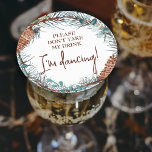 Winter Pinecones Wedding Place Card Name Tag Round Paper Coaster<br><div class="desc">Wedding monogram coaster with pine needles and pinecone wreath is versatile for green & brown rustic wedding colors. This coaster is not only a "Please don't take my drink. I'm dancing!" sign to cover your drink, but it's also a place card to write your guests' names. Looks beautiful on the...</div>