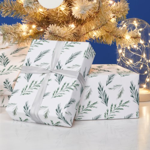 Winter Pineneedle Painted Elegant Holiday Wrapping Paper