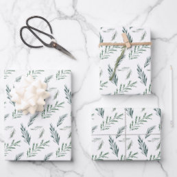 Winter Pineneedle Painted Elegant Holiday Wrapping Paper Sheets
