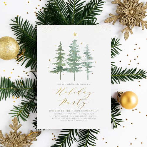 Winter Pines  Christmas Holiday Party Invitation
