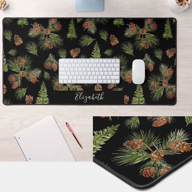 Winter Pines Custom Name Greenery Desk Mat (Creator Uploaded)