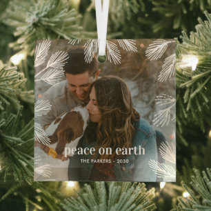 Winter Pines Custom Photo Christmas Ornament
