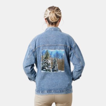 Winter Pines  Denim Jacket by Mousefx at Zazzle