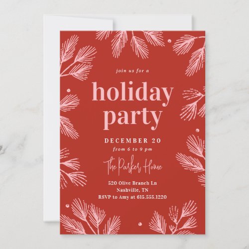 Winter Pines Editable Color Holiday Invitation