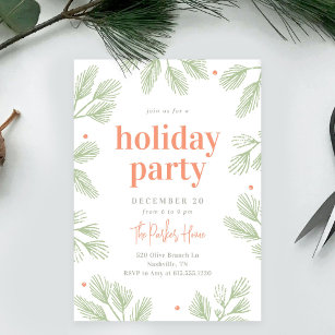 Winter Pines Editable Color Holiday Invitation