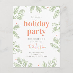 Winter Pines Editable Color Holiday Party Postcard