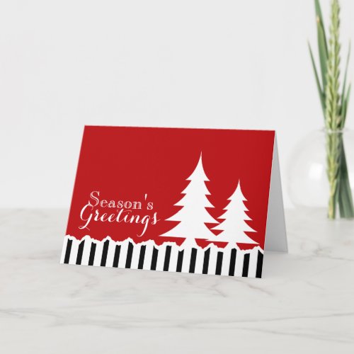 Winter Pines Festive Red Greeting Holiday Card