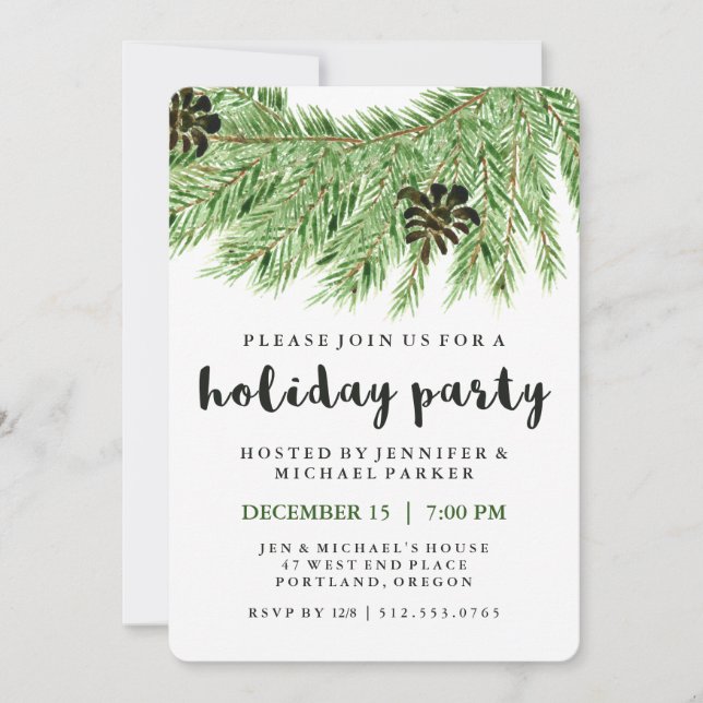 Winter Pines | Holiday Party Invitation (Front)