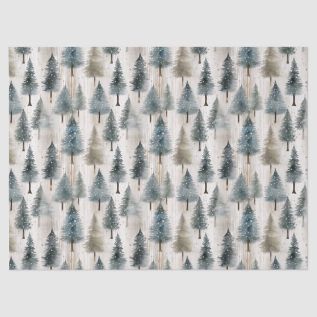 Winter Pines & Holiday Sentiments Tissue Paper (Front)