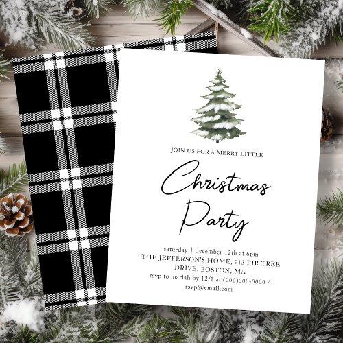 Winter Pines  Plaid Christmas Budget Invitation