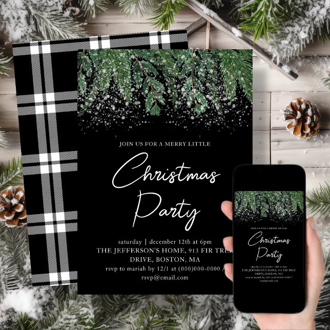 Winter Pines | Plaid Christmas Holiday Party Invitation (Creator Uploaded)