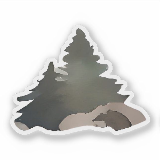 Winter Pines Silhouette Sticker (Front)