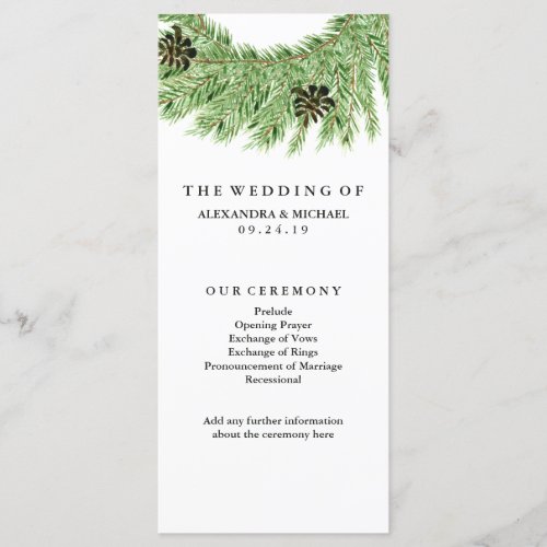 Winter Pines Wedding Program