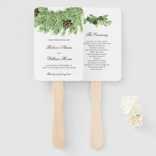 Winter Pines Wedding Program Hand Fan