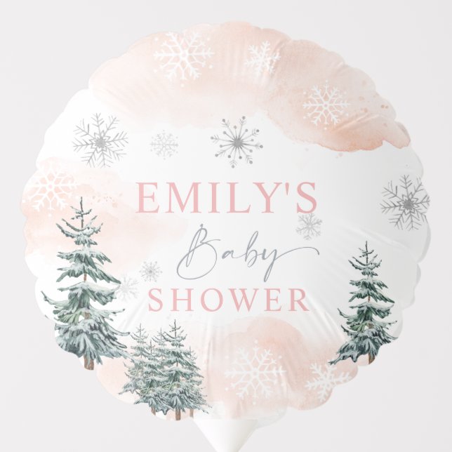 Winter Pink and Blush Baby Shower  Balloon (Front)