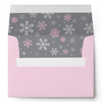 Winter Pink and Gray Snowflake Pattern Envelope