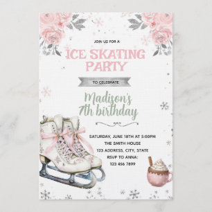 Winter Pink and Silver Skating invitation