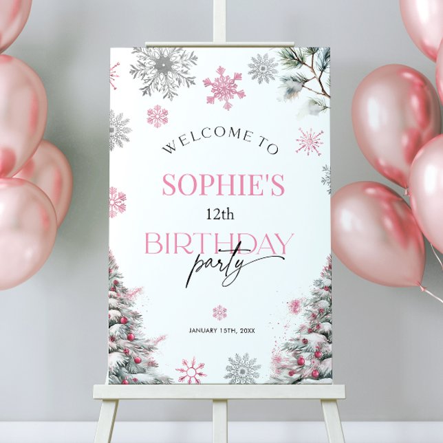 Winter Pink Birthday Welcome sign (Creator Uploaded)