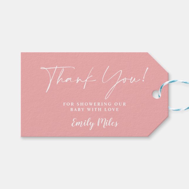 Winter Pink Blush Thank You tags (Front (Horizontal))