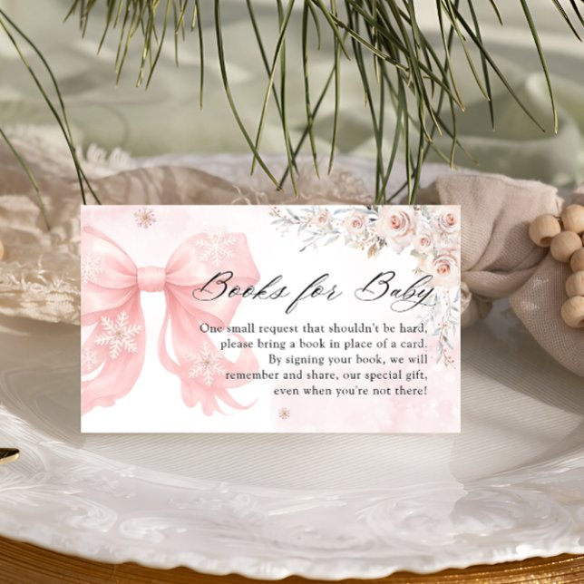 Winter Pink Bow Books for Baby Enclosure Card (Creator Uploaded)