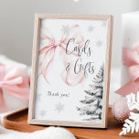 Winter Pink Bow Cards & Gifts Table Sign<br><div class="desc">Winter Pink Bow Cards & Gifts Table Sign</div>